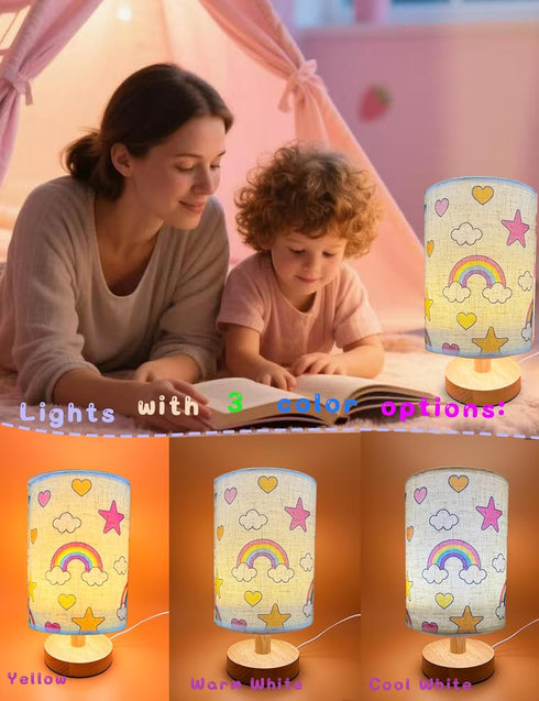 HYLING 3 9 Rainbow Lamp, Rainbow Lamp for Girls Room, Color Changing LED Night Light with Brightness Levels Wood