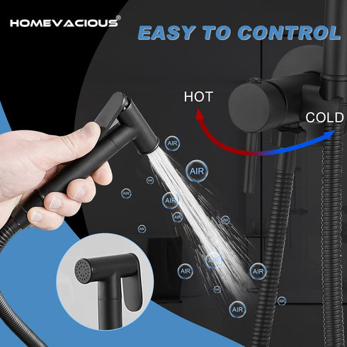 Set Homevacious Handheld Bidet Sprayer Faucet for Toilet with Hot and Cold Rough-in Valve Adjustable Water Pressure