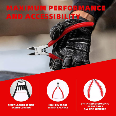 HAUTMEC 5" Small Flush Cutting Plier, Engineer Wire Cutter with Location Pin for Circuit Board Cutting, HT0327