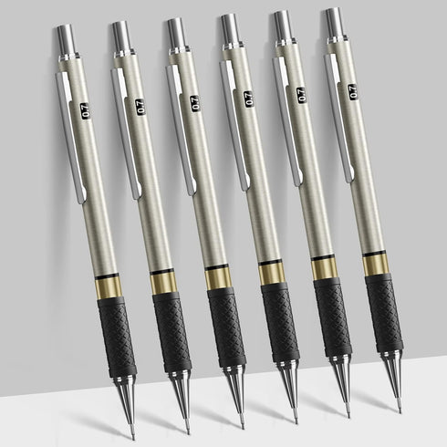 Four Candies Metal Mechanical Pencil Set - 6PCS 0.7mm Art Pencils & 360PCS HB Lead Refills & 3PCS Erasers