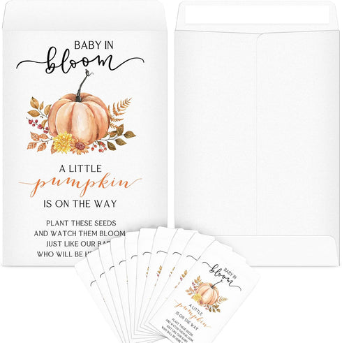 Fumete 100 Pcs Baby Shower Packet Favors - Pumpkin Self Adhesive Kraft Packets for Baby Shower Party Gifts