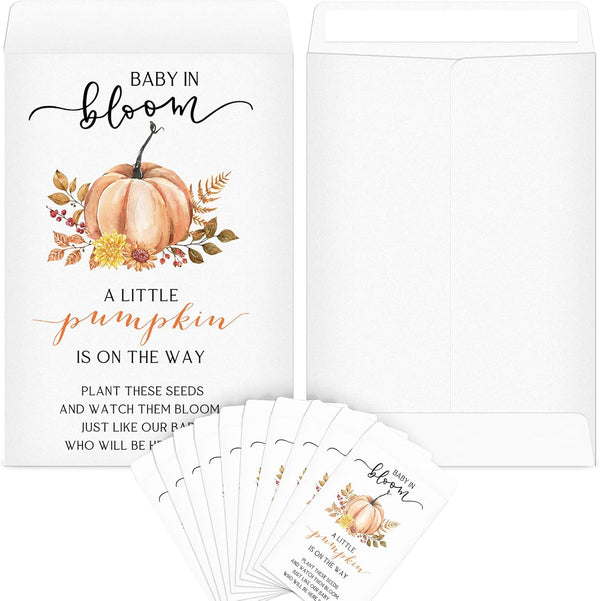 Fumete 100 Pcs Baby Shower Packet Favors - Pumpkin Self Adhesive Kraft Packets for Baby Shower Party Gifts