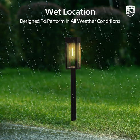 2 Packs 3000K Philips Solar Pathway Lights Outdoor, Glass Metal Led Garden Landscape Lightings, Warm White, Waterproof