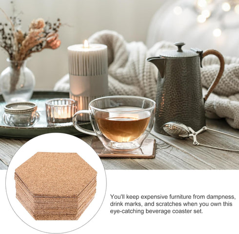 Ceramic Coasters 10pcs Hexagon Cork Boards Tiles Decorative Self-Adhesive Bulletin Board Memo Board for Home Office