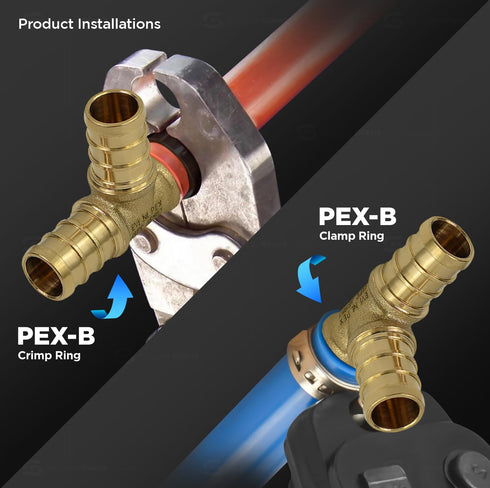 Supply Giant QYUF0058-10 PEX Barb Tee Pipe Fittings, 5/8", Brass, Pack of 10