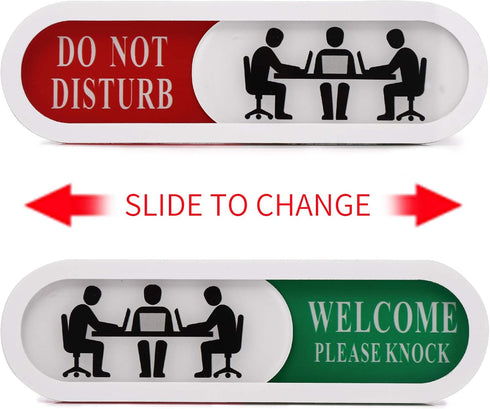 Do Not Disturb Welcome Please Knock Sign, Privacy Sign for Home Office, Slider Door Sign (Tells Room Vacant or Occupied)