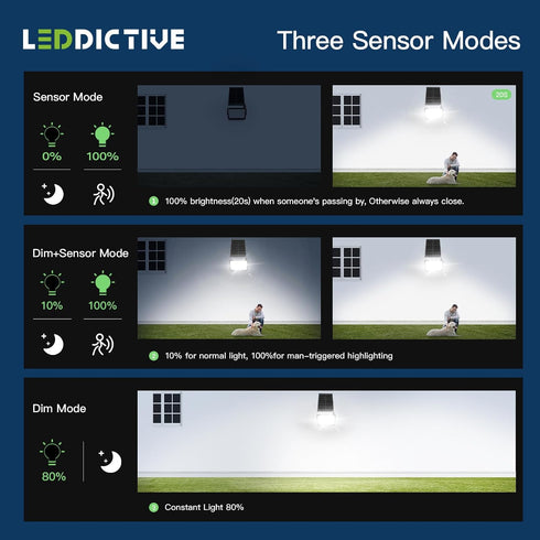 7000K, 3500LM 3 IP65 16.4 Leddictive LED Solar Lights Outdoor Solar Powered Flood Lights with Modes, Dusk to Dawn