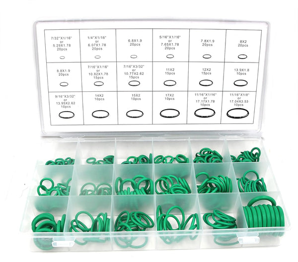270pc Green Color F12-NBR R134a-HNBR A/C Nitrile Rubber O-Ring Seal Assortment Kit for Vehicles