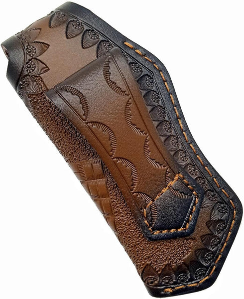 5'' Leather Folding Pocket Knife Sheath for Buck 110, Dark Brown Knife Holster