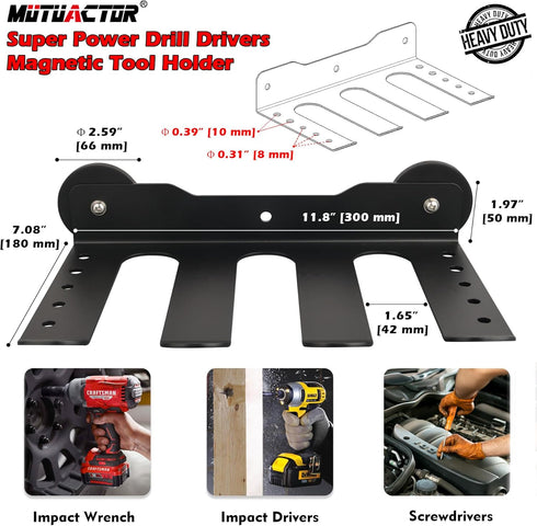 MUTUACTOR Super Power Tool Organizer Heavy Duty,Magnetic Mount Drill Holder Tool Storage,Anti-slip Magnetic Impact
