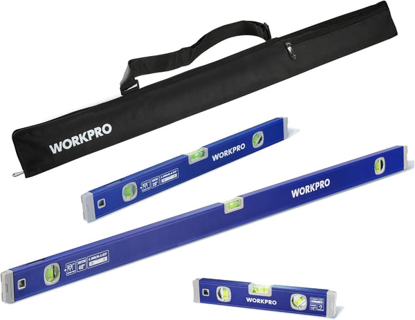 WORKPRO 3-Piece Spirit Level Set (12", 20", 40") with 12" Magnetic Torpedo