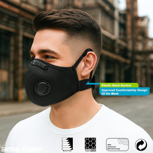 6 (Modern1) BASE CAMP M Plus Dust Mask, Breathable Reusable Face Mask with Activated Carbon Filters for Woodworking