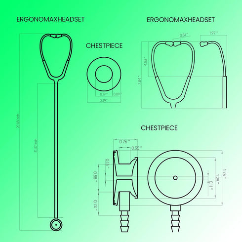 Lightweight Stethoscope, Dual-Frequency Diaphragm, Bell & Diaphragm & Pediatric Diaphragm, Noise-Reducing Silicone Ear