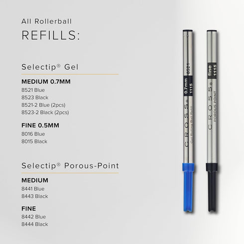 Cross Slim Gel Rolling Ball Refill, Blue, 1 Per Card (8910-2)