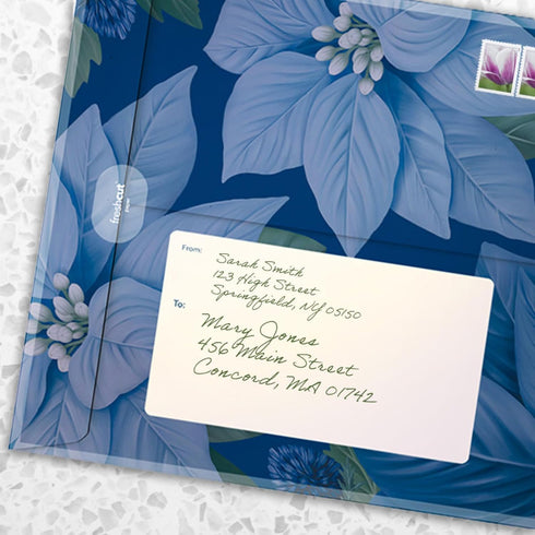 Poinsettia, 10 Inch 3D Freshcut Paper Pop Up Cards, Blue Life Sized Forever Flower Bouquet Popup Greeting Cards