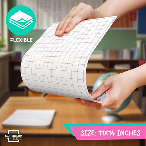 SCRIBBLEDO Large Grid Dry Erase Sheets 11”x14” for Math Practice, Pack of 10