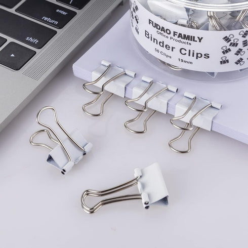 Small Binder Clips, 3/4 Inch (19mm), 50 Pack Mini Binder Clips (White)