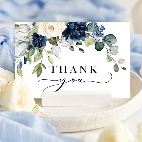 50 Pack 4 6 Inch JarThenaAMCS Floral Thank You Cards Bulk Blue Flower Greeting Cards with Envelopes Stickers Boxed