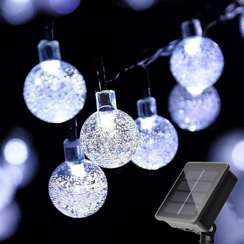 20 LED Crystal Globe Solar String Light, Extra-Bright Outdoor Lights with 8 Modes, Waterproof Solar Powered for Garden
