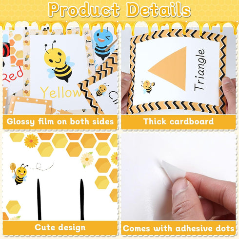 Bee Theme Bulletin Board Decoration, Educational Cards for Toddlers, Honeycomb Flash Cards for Preschool