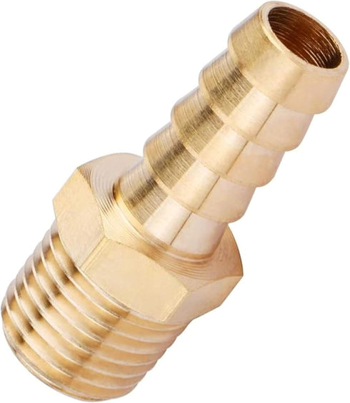 U.S. Solid Brass Hose Fitting Adapter, 3/8" Barb x 1/4" NPT Male Pipe Fittings