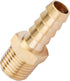 U.S. Solid Brass Hose Fitting Adapter, 3/8" Barb x 1/4" NPT Male Pipe Fittings