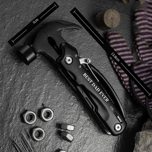 Unique Gifts for Fathers Day Men from Daughter Son Kids, All in One Multitool Hammer Survival Kit for Dad