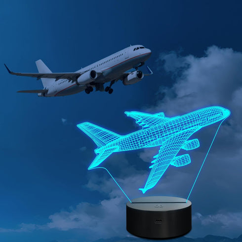 3D CoolGift Mart Airplane Night Light, LED Optical Illusion Airplane Lamp with Remote Control and Timer, Christmas