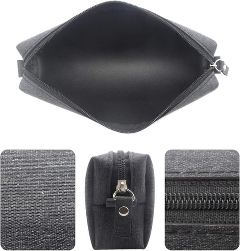 Enyuwlcm Stylish Simple Waterproof Pencil Bag, Small Square Fabric Pencil Case Black and Gray 2 Pack