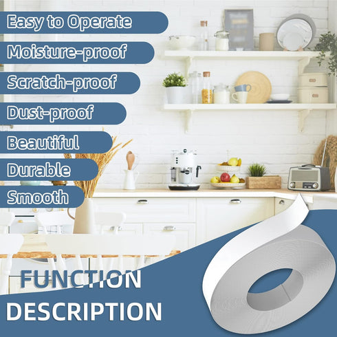 White Melamine Edge Banding 3/4 inch x 25ft Roll of Pre-glued Real Wood Tape for Cabinet Repair