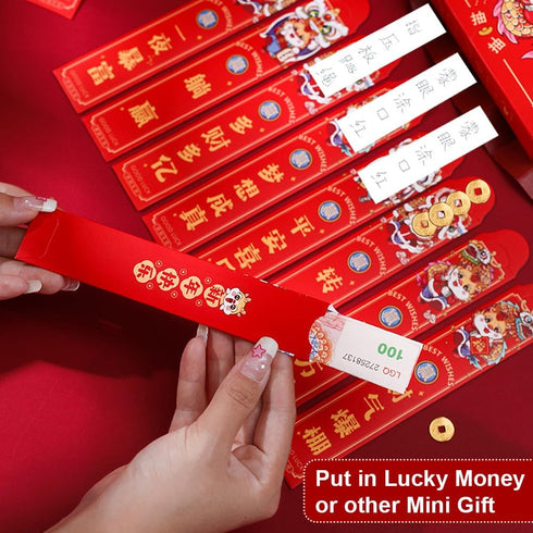 BAIWOVIS 12 2026, 19x10x2.5cm) Draw Lots Red Envelopes in Box - Pieces Lucky Money Envelopes for Spring Festival Gift