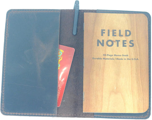 JJNUSA Distressed Leather Checkbook Journal Cover for Field Notes, Moleskine Cahier Notebook, Dark Brown
