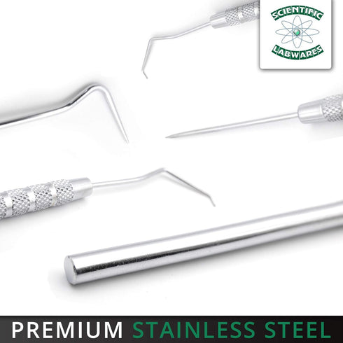 5-Piece Stainless Steel Precision Probe, Pick and Hook Set for Dissection, Clay Modeling, and More