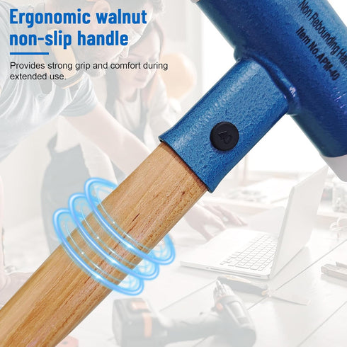 LAOJIEDAO Hammer Dead Blow Nylon with Walnut Handle, Non-Marring Dual-Face Mallet with Steel Shot Core for Tile