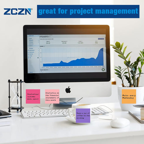 ZCZN 400 Sheets Pop-up Sticky Notes, 3 x 3 Inches, 4 Pads, 100 Sheets/Pad, Bright Color, Red