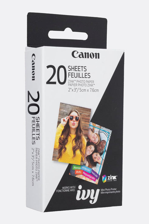 Canon IVY ZINK 2" x 3" Photo Sticker Paper 20 Sheets Pack