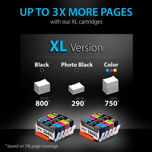 Smart Ink Compatible Ink Cartridge Replacement for HP 564 XL - High Yield 10 Combo Pack for Photosmart, DeskJet