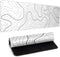 White Big Mousepad for Gaming, Large Topographic Map Washable Desk Pad, Office Supplies and Decor, 31.5''x11.8''