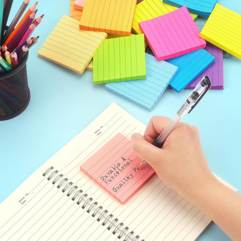 Early Buy Lined Sticky Notes, 3x3 Self-Stick Notes in 9 Bright Colors, 70 Sheets/Pad