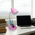 LD1067-PNK Simple Designs Compartmental Desk Lamp with iPhone/iPad/Tablet Stand, Bendable Gooseneck, for Office, Living