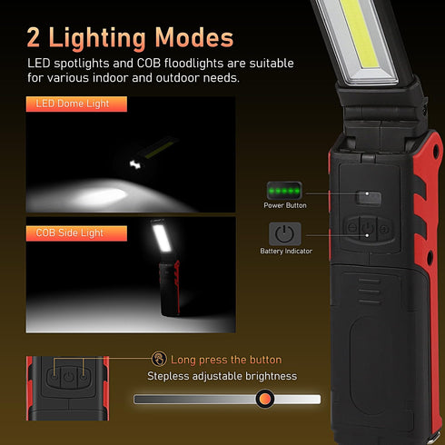 2 270 WINDFIRE Rechargeable Work Light Grill Light, Magnetic Flashlight, Gadgets for Men, Modes, Degree Roration