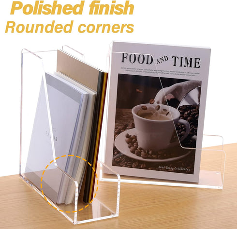 SANRUI Clear Magazine File Holder - Vertical File Folder Holder, Acrylic Desk Organizer for File Storage, 2-Pack