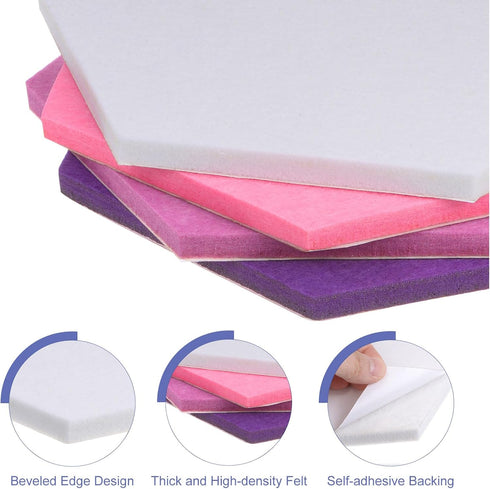 PATIKIL Felt Bulletin Board, 11"x9.4" 8 Packs Self Adhesive Hexagon Felt Tiles for Sound Proofing, Wall Panels with 30