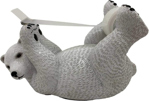 Polar Bear Style Desktop Tape Dispenser with Steel Teeth Cutter, Velveted Cloth Bottom for Office Accessories