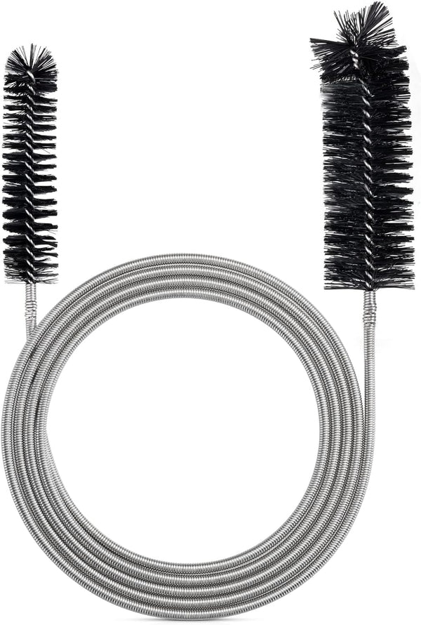 Extra-Thick Drain Brush with Stronger Spring, 67-Inch Flexible Pipe Cleaning Tool for Curved Pipes
