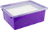 Storex Letter Size Deep Storage Tray, Organizer Bin with Non-Snap Lid, Violet, 5-Pack