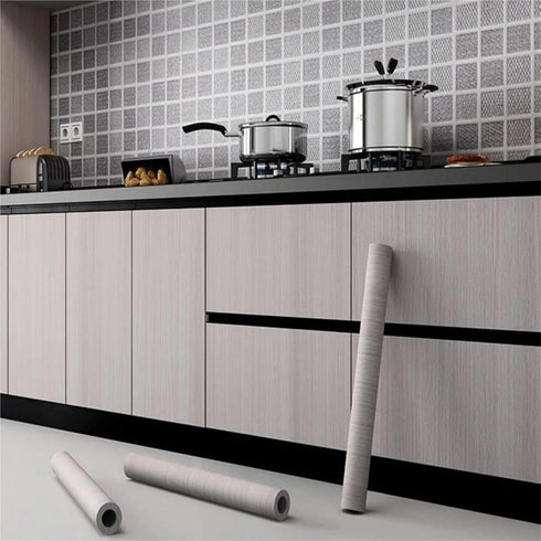 CHYLMAPHEN Film(White,40cmx2M) Self Adhesive Wallpaper Wood Grain PVC Wallpaper for Door, Wardrobe, Cupboard, Table