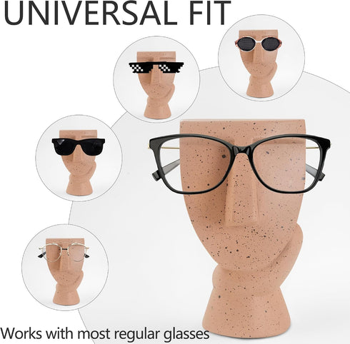 KYIEN Funny Face Eyeglasses Holder Stand for Nightstand Office Desk,Thinking Man Head Shape Resin Display Stands Modern