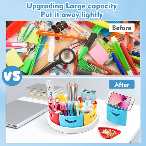 MeCids Art Supply Storage Organizer, 360° Spinning Pen Holder and Caddy for Office, Classroom