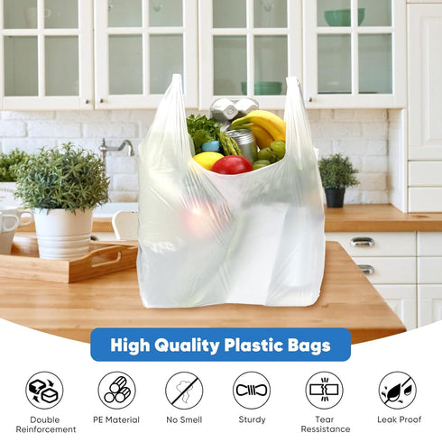 LimonLaviu 100 Pack (11.5'x 6.5" 21') Plastic Bags - x with Handles for Small Business, Restaurants, Grocery & Trash